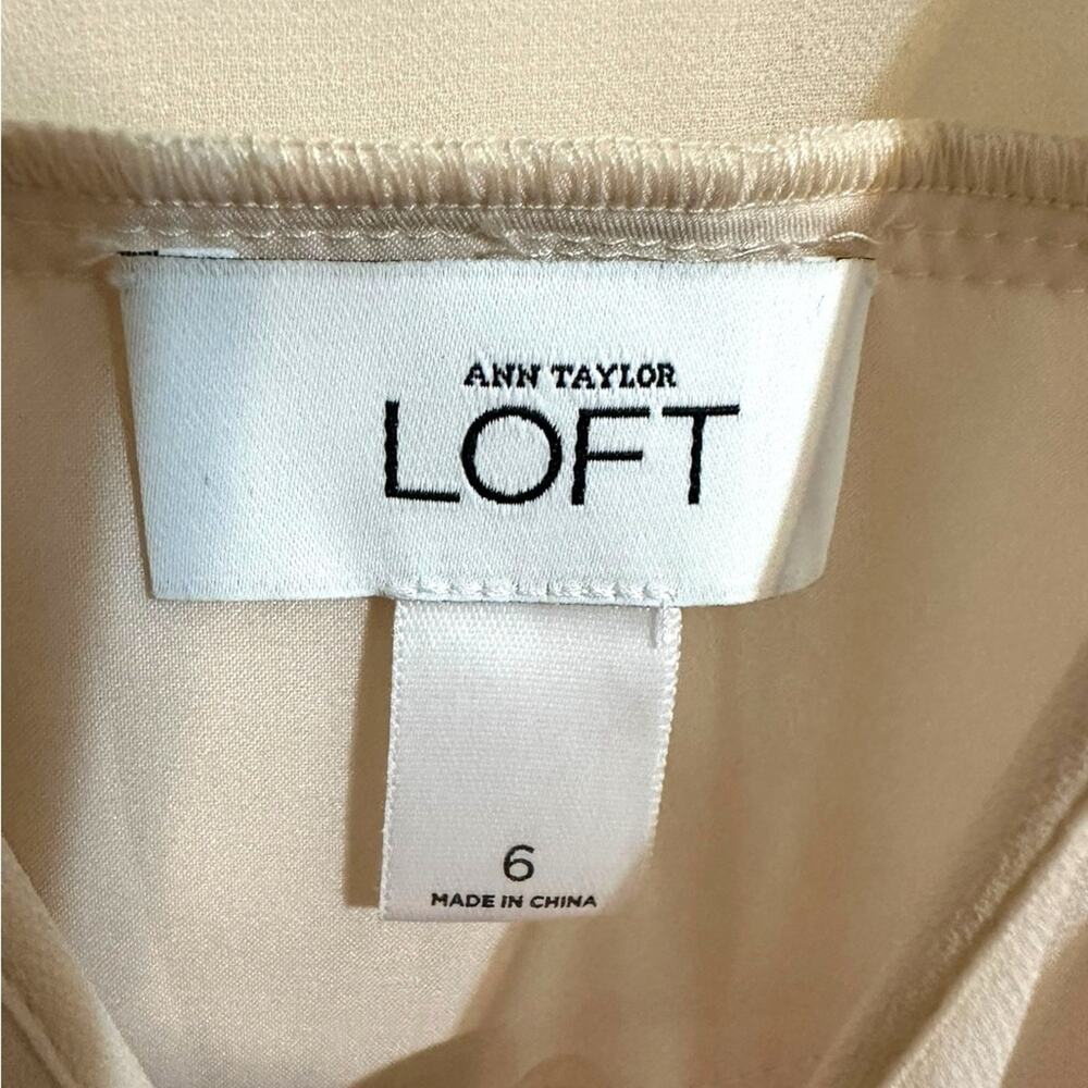 LOFT Cream Ruffled Tiered Sheath Dress - Picture 6 of 7